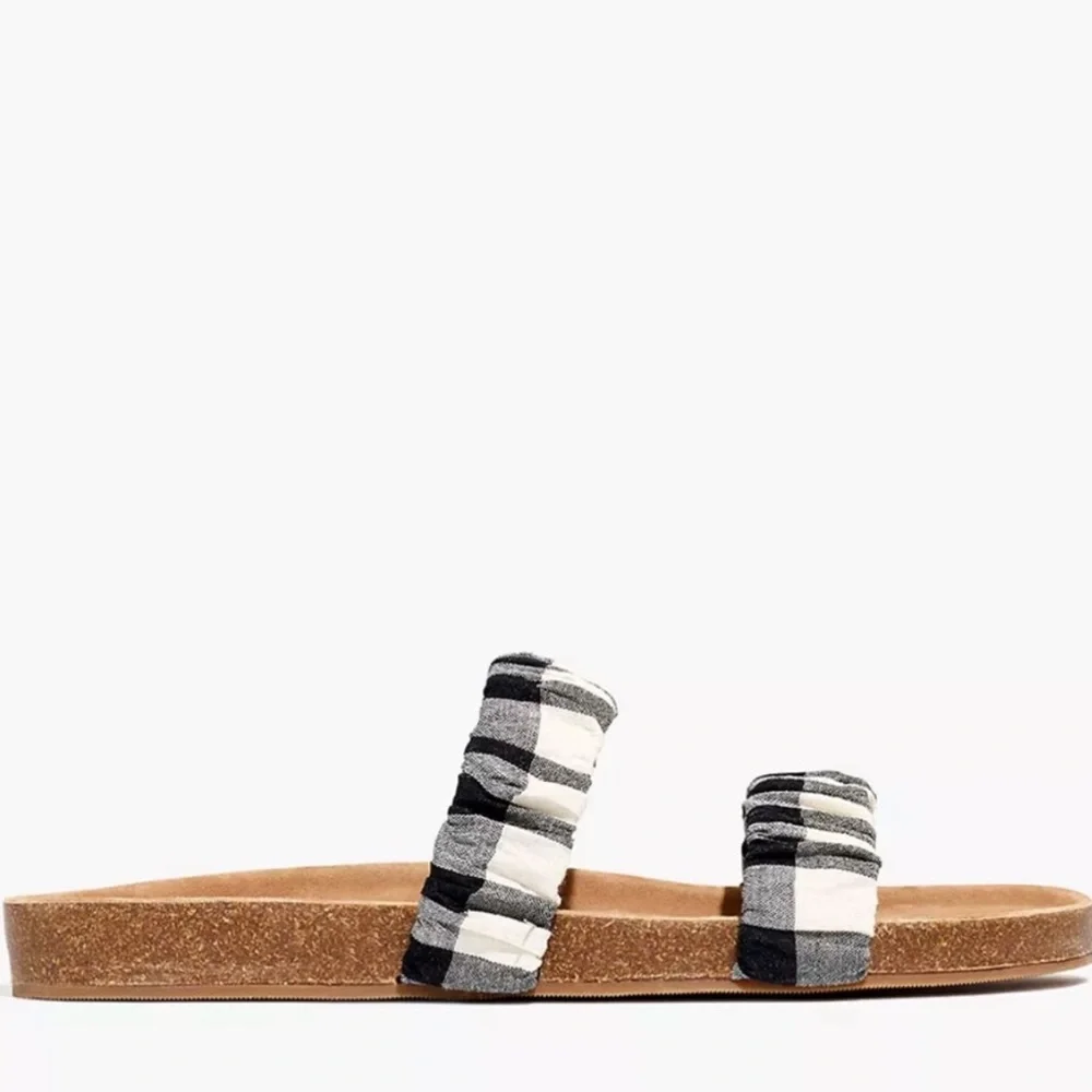 Madewell Loretta Gingham Check Slide Sandals size 8‎